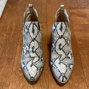 Snakeskin booties